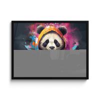 POSTER MIT RAHMENGERAHMTES BILD Panda - Jacke - Graffiti - Orange 80x60 cm - Orange, Papier (80/60cm) - MuchoWow
