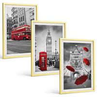 BILDER SET 3er Set - 40x60 cm Goldrahmen - Red Accents London - Goldfarben, Kunststoff (40/60cm) - TULUP