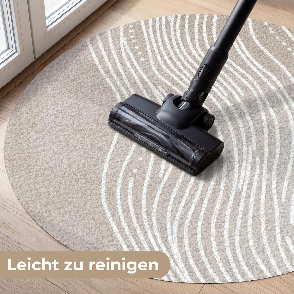 FUSSMATTE Wellenlinien - Fließend - Sandfarben Fußabtreter 90x90 cm - Beige, Kunststoff (90/0.4cm) - MuchoWow