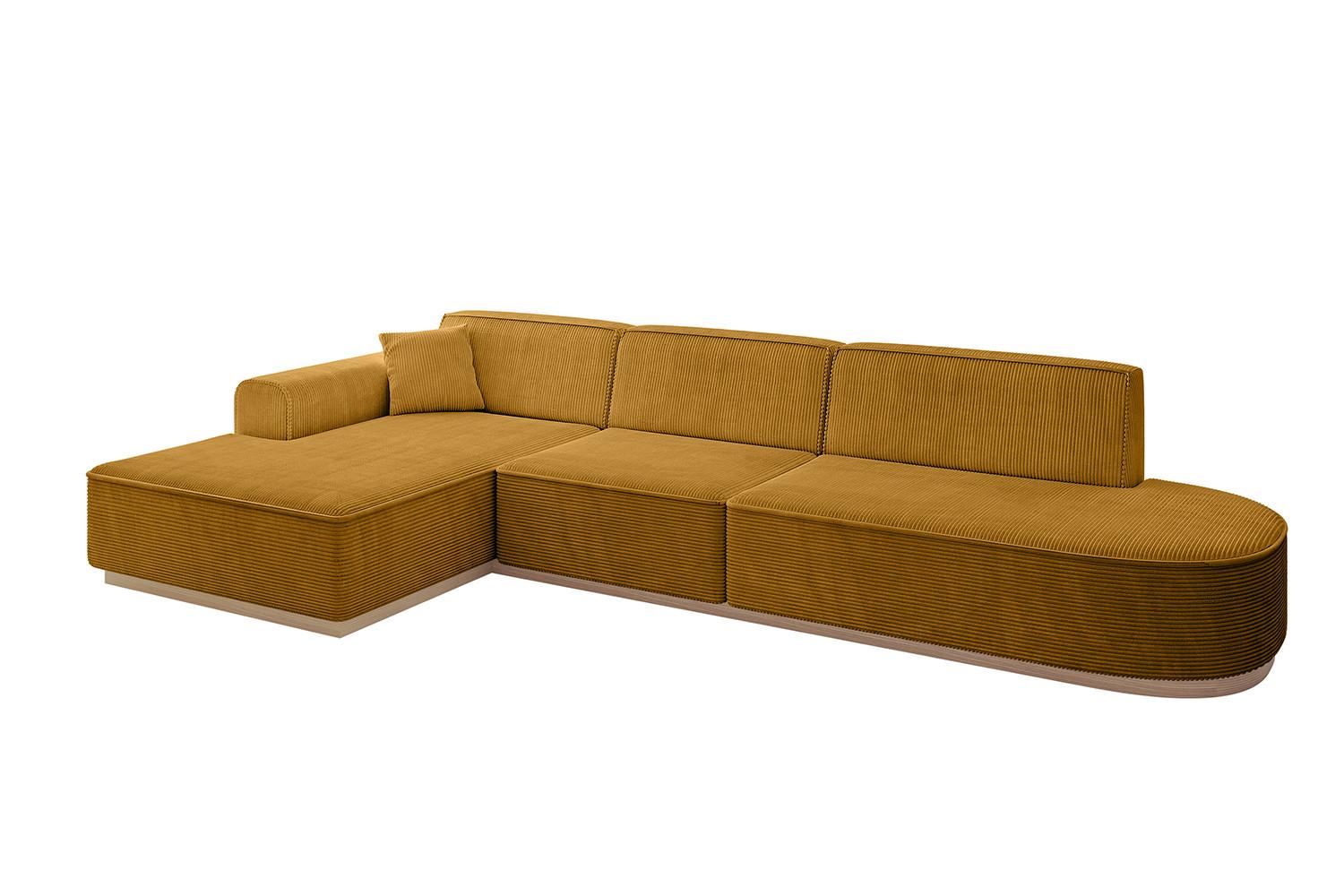 ECKSOFA Ottomane Links IREA-L2 - 327x165x80 cm Senfgelb - Grün, Holzwerkstoff/Textil (327/165cm) - ALTDECOR