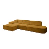 ECKSOFA Ottomane Links IREA-L2 - 327x165x80 cm Senfgelb - Grün, Holzwerkstoff/Textil (327/165cm) - ALTDECOR
