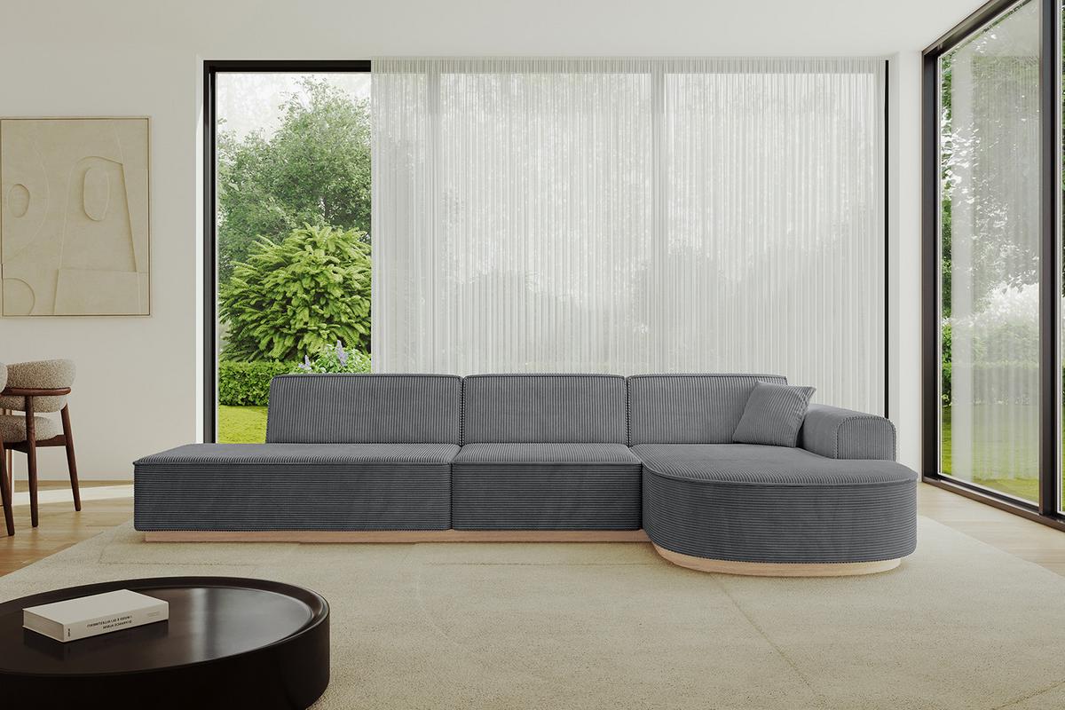 ECKSOFA Ottomane Rechts ARRIO-L2 - 328x171x83 cm Dunkelgrau - Dunkelgrau, Holzwerkstoff/Textil (328/171cm) - ALTDECOR