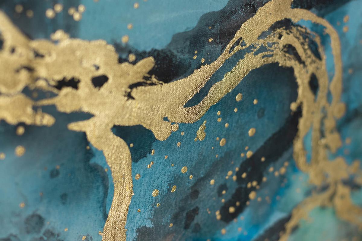 ACRYLBILD HANDGEMALT 102,5/77,5 cm - Türkis/Blau, Textil (102.5/77.5cm) - KUNSTLOFT