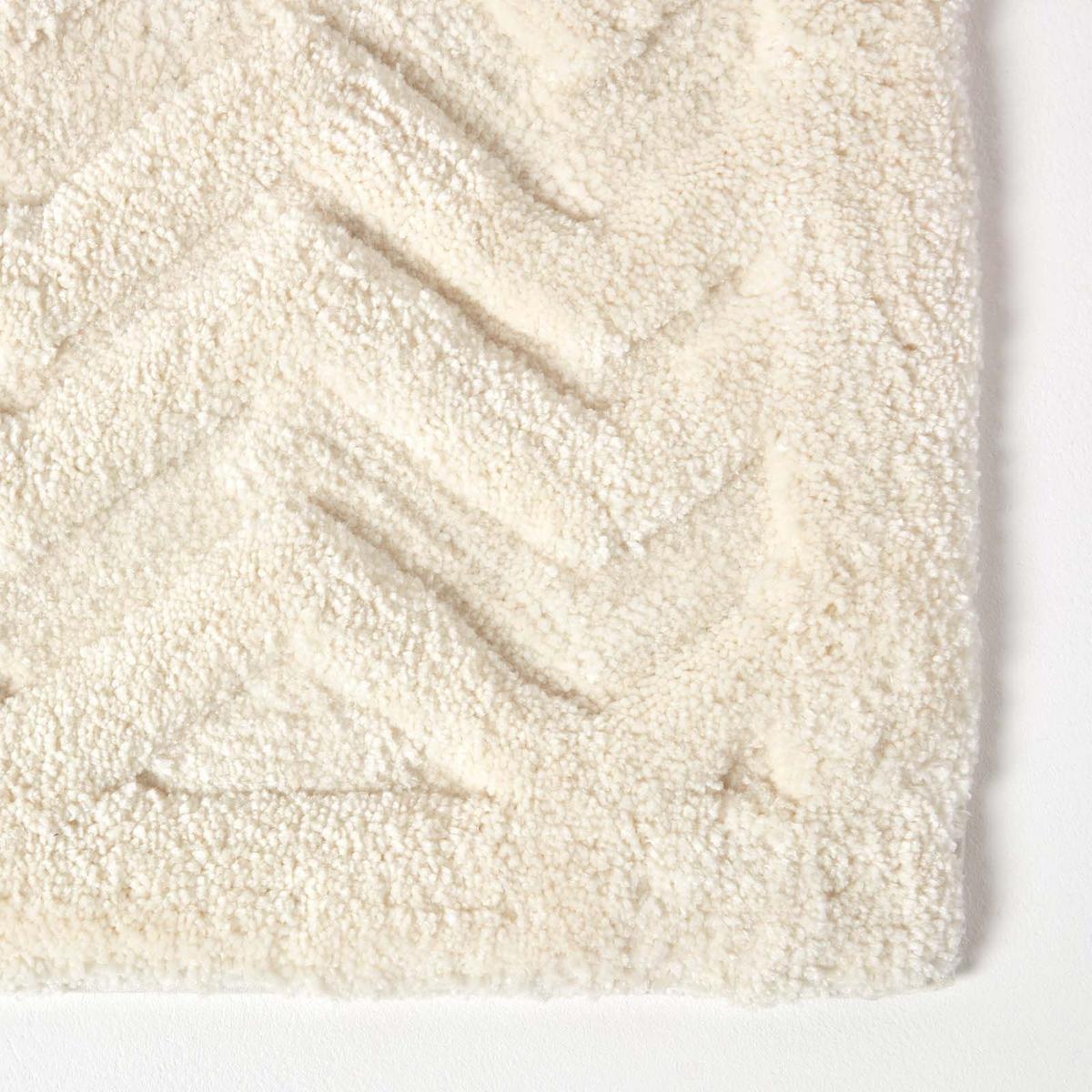 BADEMATTE 50/80 cm Chevron, Hochflor - Weiß, Textil (50/80cm) - Homescapes