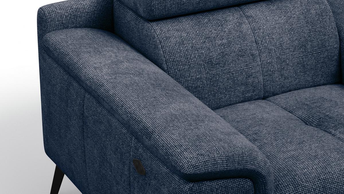 SESSEL FIERO mit Relaxfunktion, dunkelblau - Schwarz/Dunkelblau, Holzwerkstoff/Textil (114/82/103cm) - Wozimo