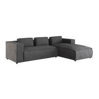 ECKSOFA Nova Grau Cord, Ottomane rechts - Schwarz/Grau, Holz/Kunststoff (262/176cm) - S-Style Möbel