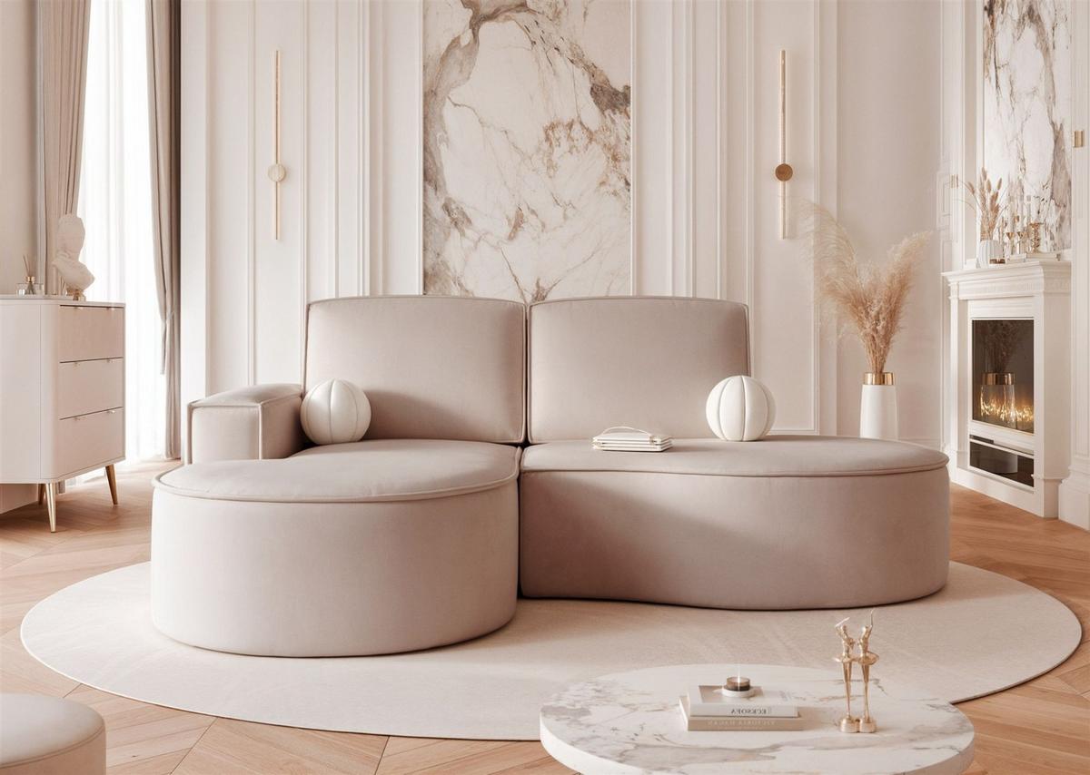 ECKSOFA Arlet In Stoff Riviera - Beige, Holzwerkstoff/Textil (277/156cm) - Fun Möbel