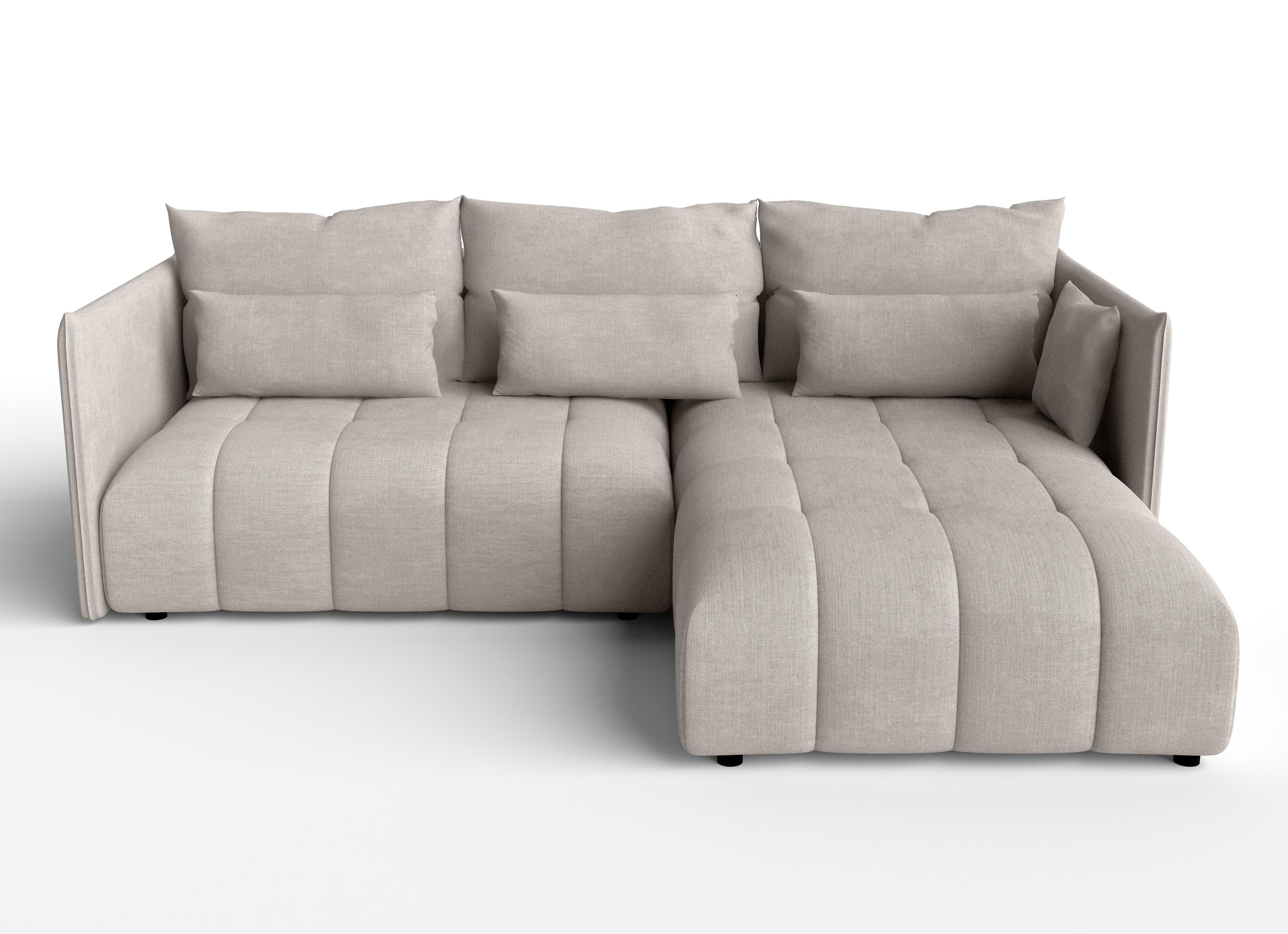 ECKSOFA L Form Cosmova Beige 248/180/83 cm mit Schlaffunktion - Beige/Schwarz, Kunststoff/Textil (248/180cm) - AX Living