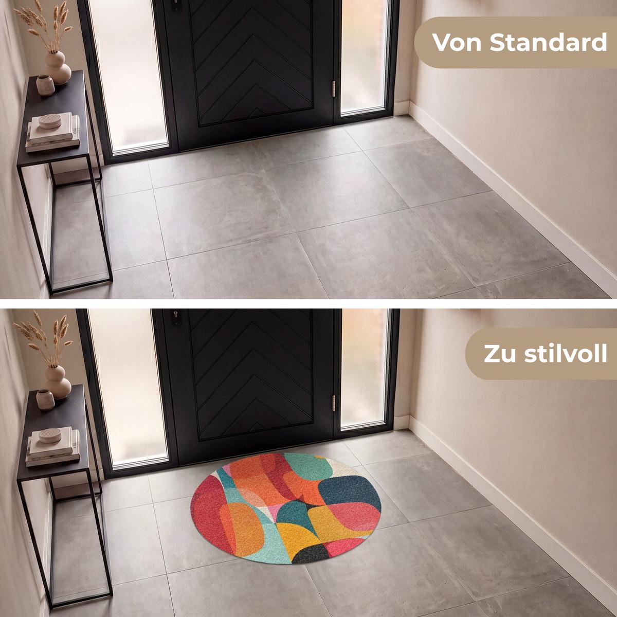 FUSSMATTE Formen - Bunt - Abstrakt - Flugzeuge Sauberlaufmatte 90x90 cm - Multicolor, Kunststoff (90/0.4cm) - MuchoWow
