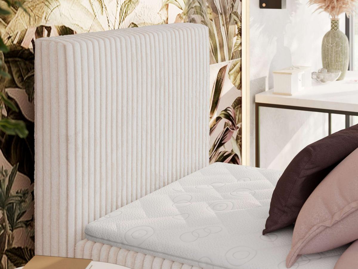 BOXBETT TILIANO 90/200 - Beige Cord - H4 - Visco Topper - Links - Beige, Textil (90/200cm) - MKS