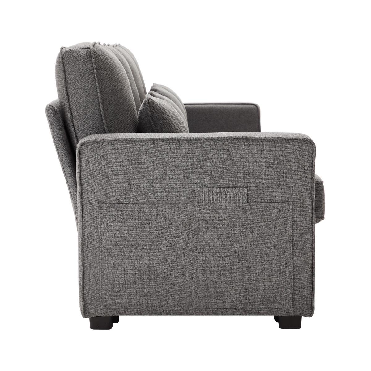 4-SITZER-SOFA Mit Leinenarmlehnen Und 4 Kissen Grau 264/83/87 cm - Grau, Holzwerkstoff/Metall (83/87/264cm) - Urban Meuble