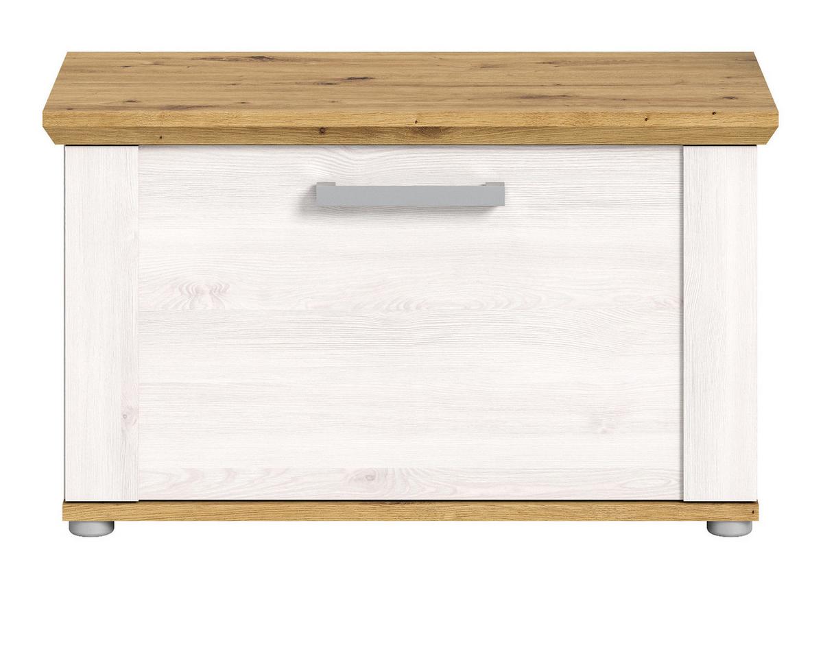 GARDEROBENBANK weiß Lärche 80 cm, Sitzbank im Landhaus-Stil - Silberfarben/Weiß, Holzwerkstoff/Kunststoff (80/47/39cm) - Inn.Furn