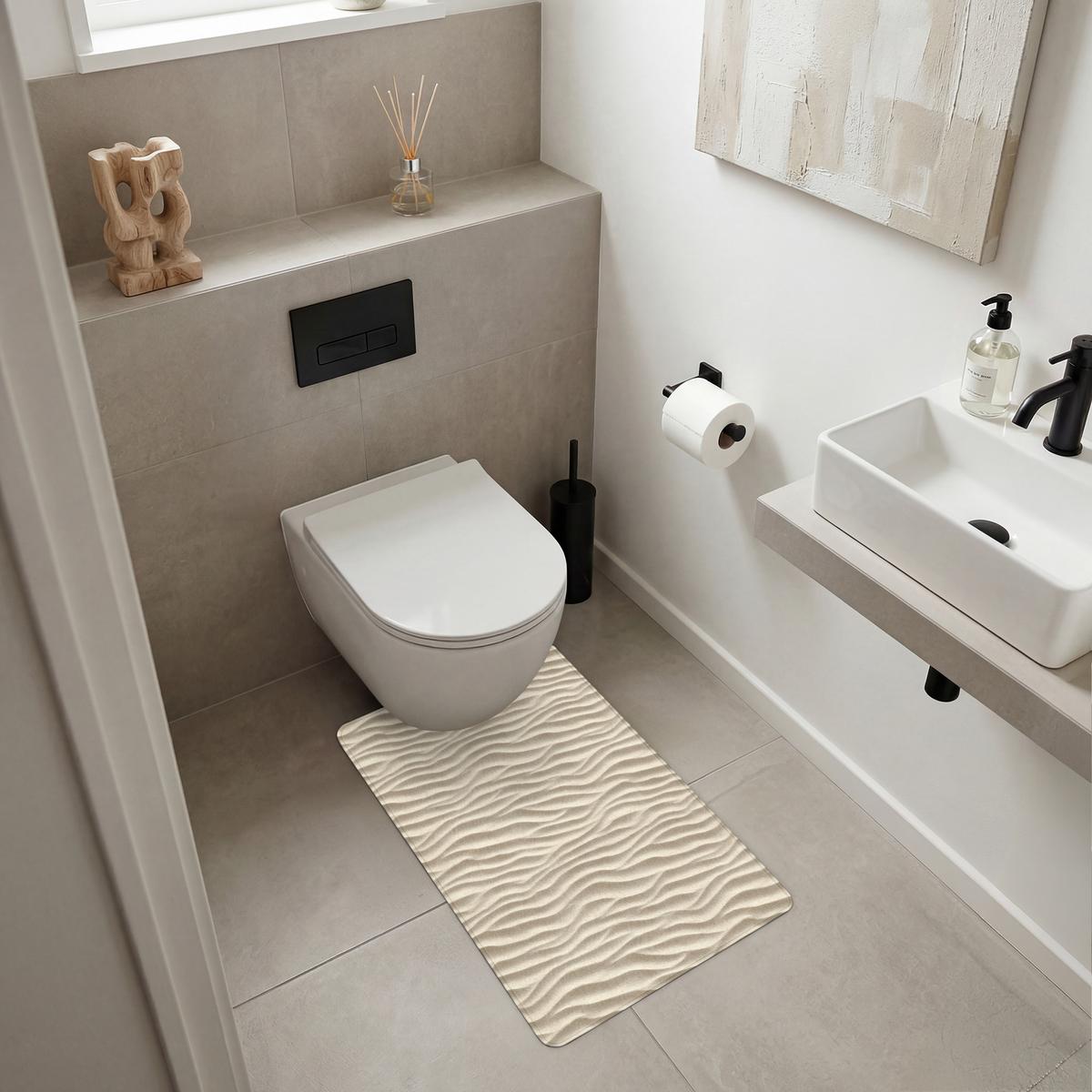WC-VORLEGER Sand - Wellen - Beige WC Teppich 50x80 cm - Beige, Textil (50/1cm) - OnlyWow