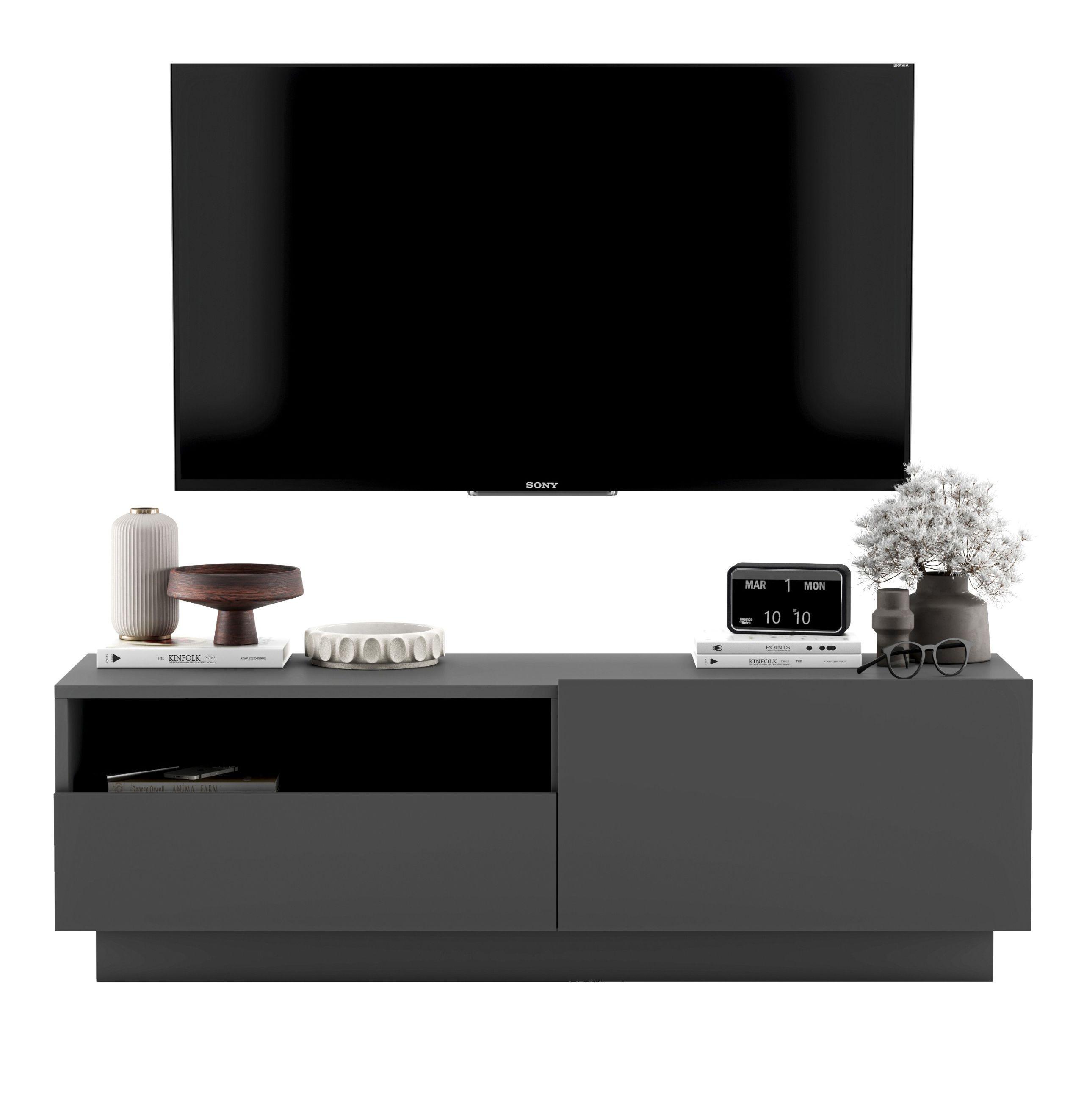 TV-SCHRANK Enjoy Grau matt Loft Schublade 120 cm - Grau, Holzwerkstoff (120/37/35cm) - Meble Lindner