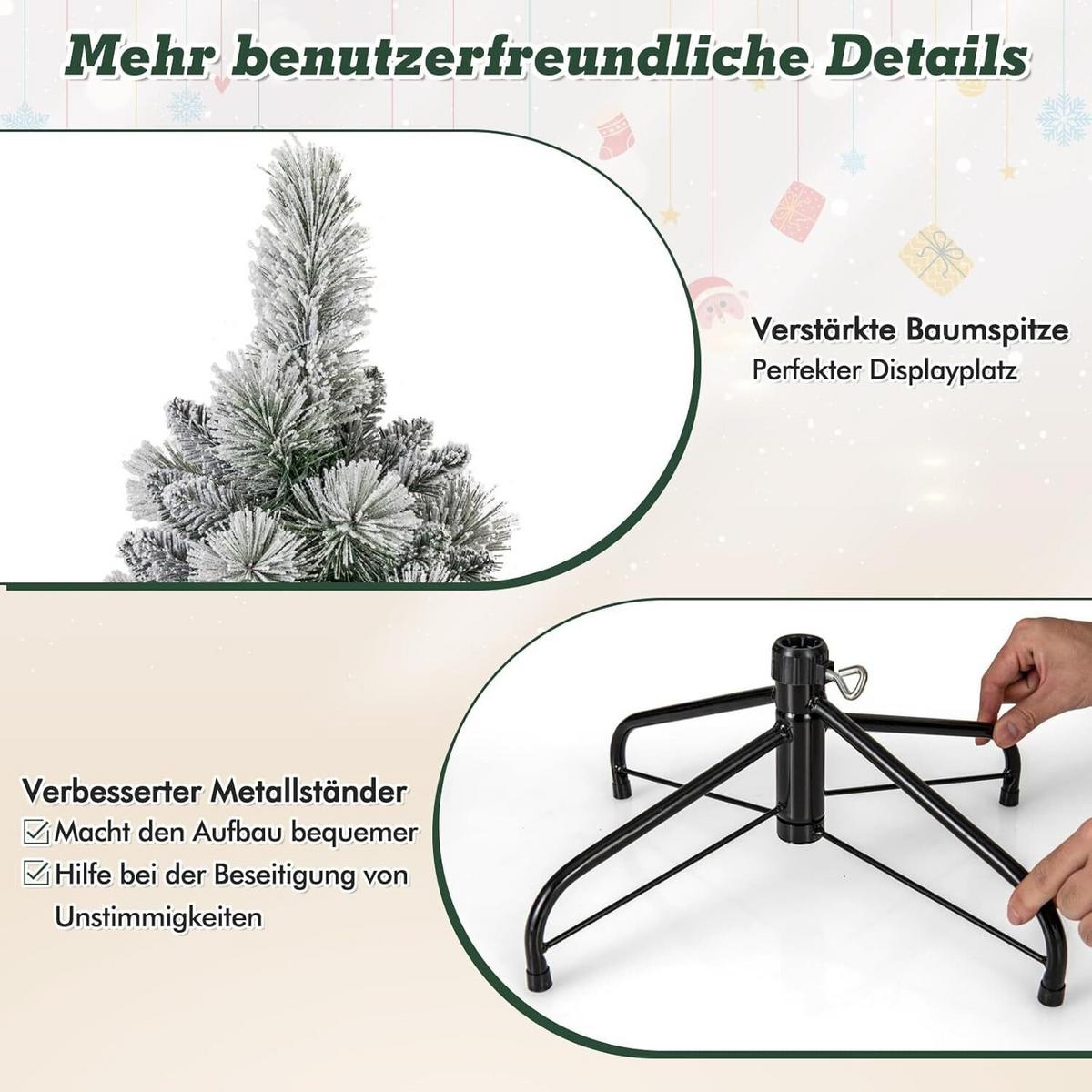 WEIHNACHTSBAUM 150cm Grün - Grün, Metall (155cm) - COSTWAY