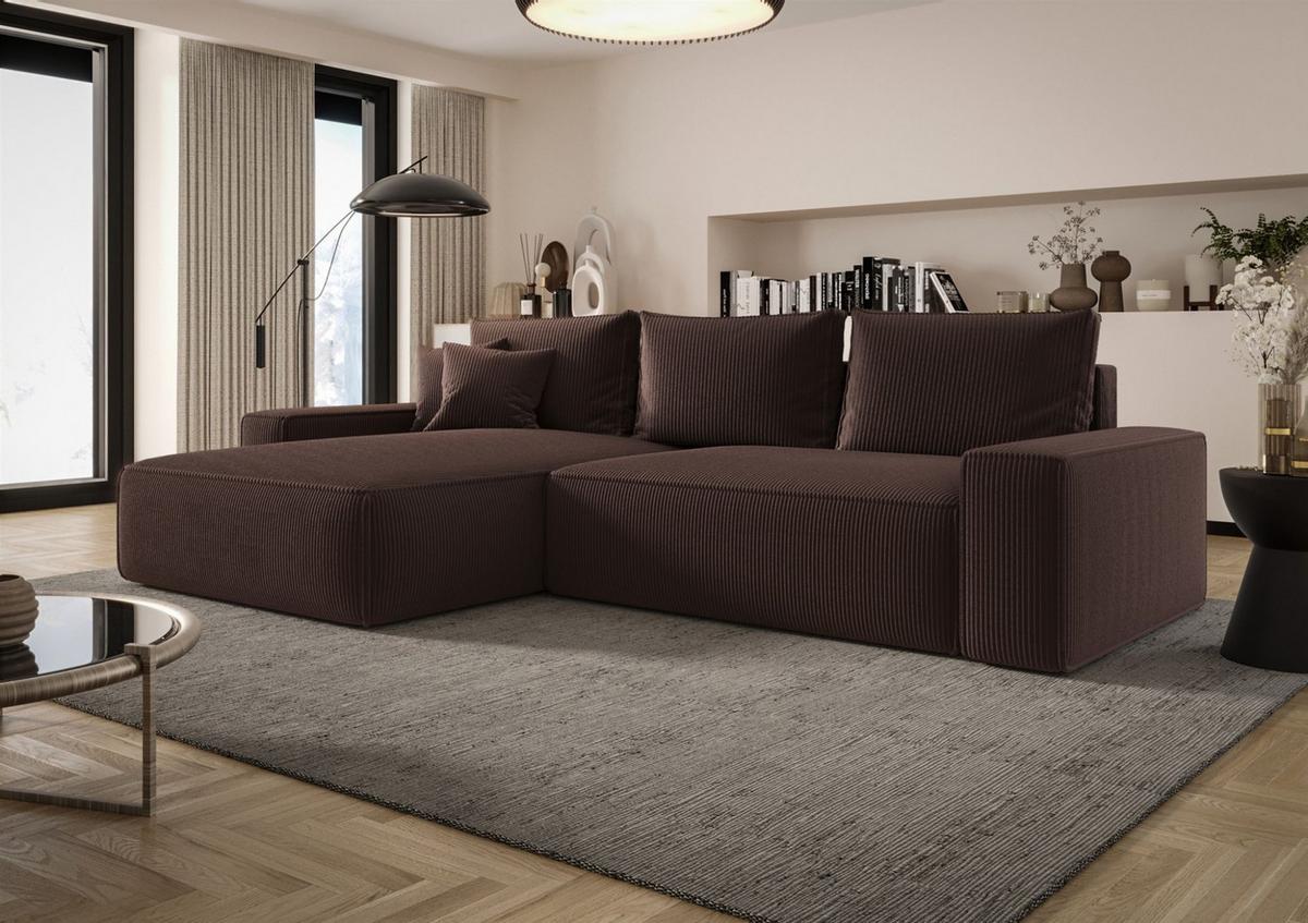 ECKSOFA Walken Mit Schlaffunktion - Braun, Holzwerkstoff/Textil (280/185cm) - Fun Möbel