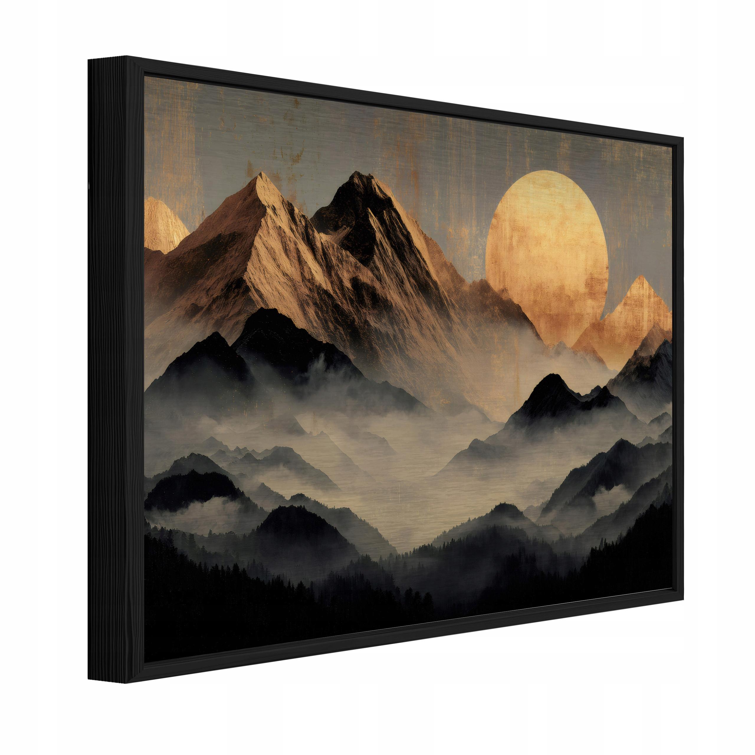 BILDER mit Rahmen Gebirge Landschaft Schwarz 120x80 cm - Multicolor, Metall (120/80cm) - Wallarena