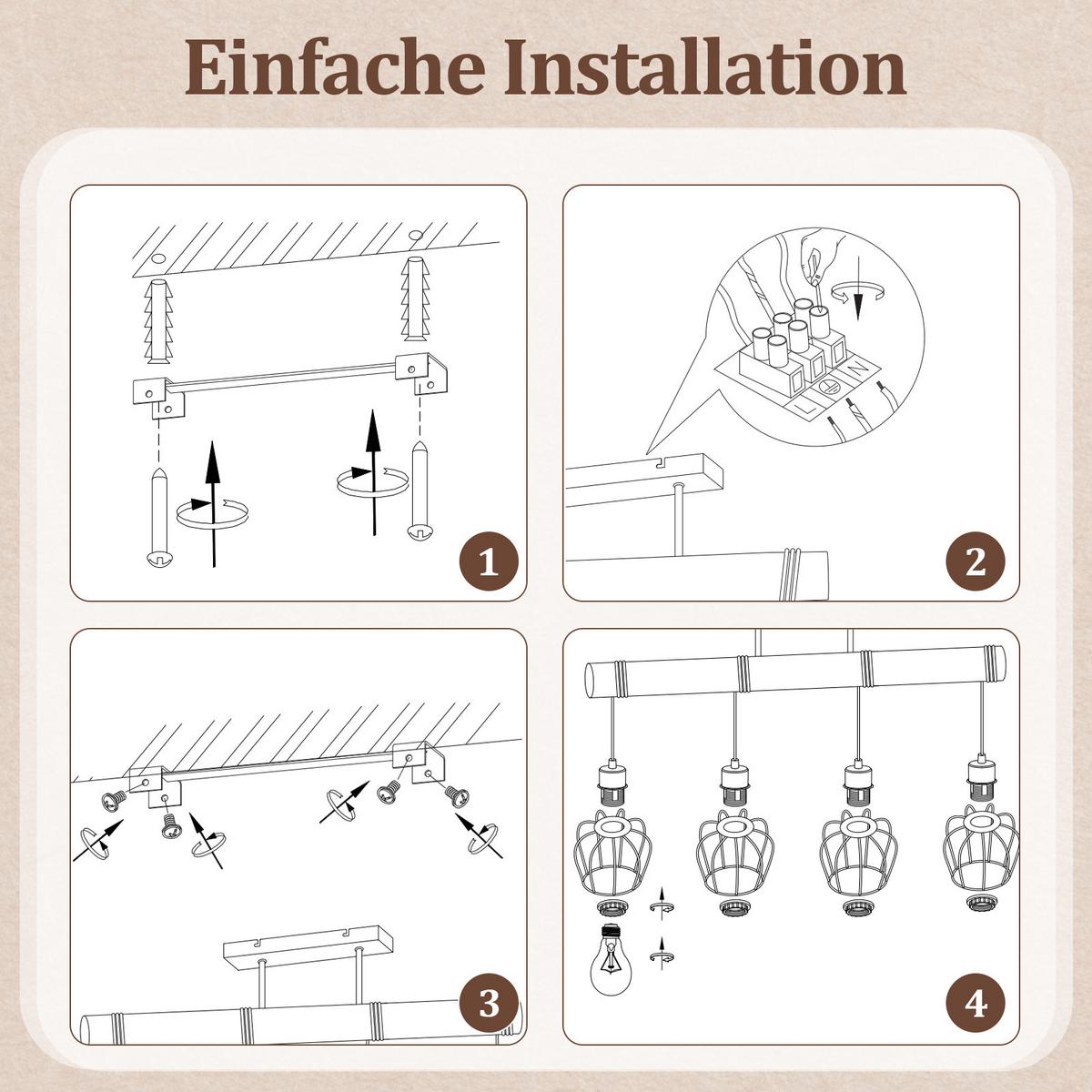 DECKENLEUCHTE Belenor 80/13/48 cm - Schwarz, Holz/Metall (80/13/48cm) - ZMH