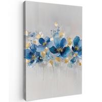 LEINWANDBILD Blumen - Blau - Abstrakt Deko XXL 80x120 cm - Hellgrau, Textil (80/120cm) - MuchoWow