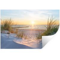 WANDTATTOO Strand - Sonne - Düne - Gras - Sand - Horizont Wandsticker 120x80 cm - Hellblau, Kunststoff (120/80/0.1cm) - MuchoWow