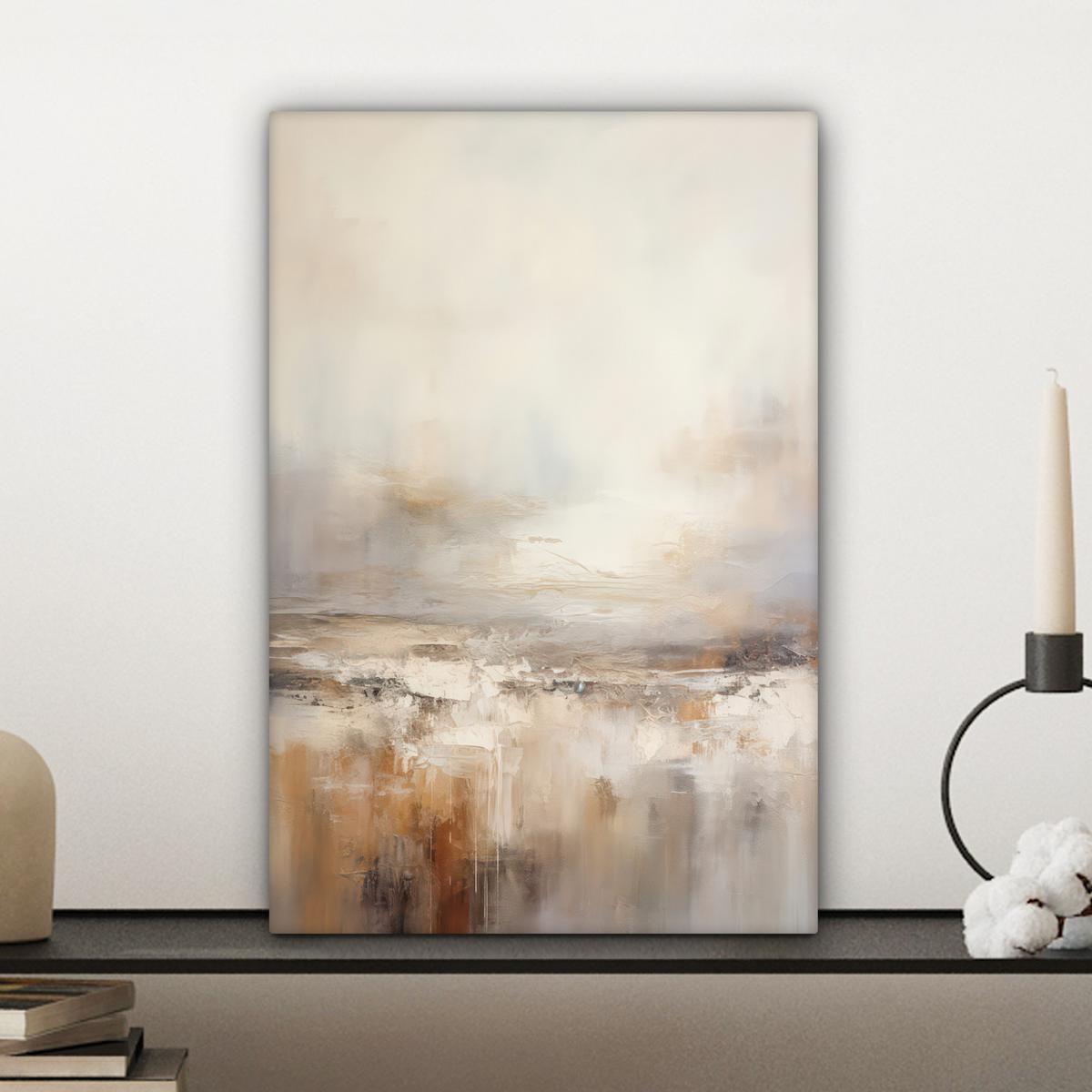 LEINWANDBILD Kunst - Industriell - Grau - Braun - Abstrakt Deko Wohnzimmer 20x30 cm - Sandfarben, Textil (20/30cm) - MuchoWow