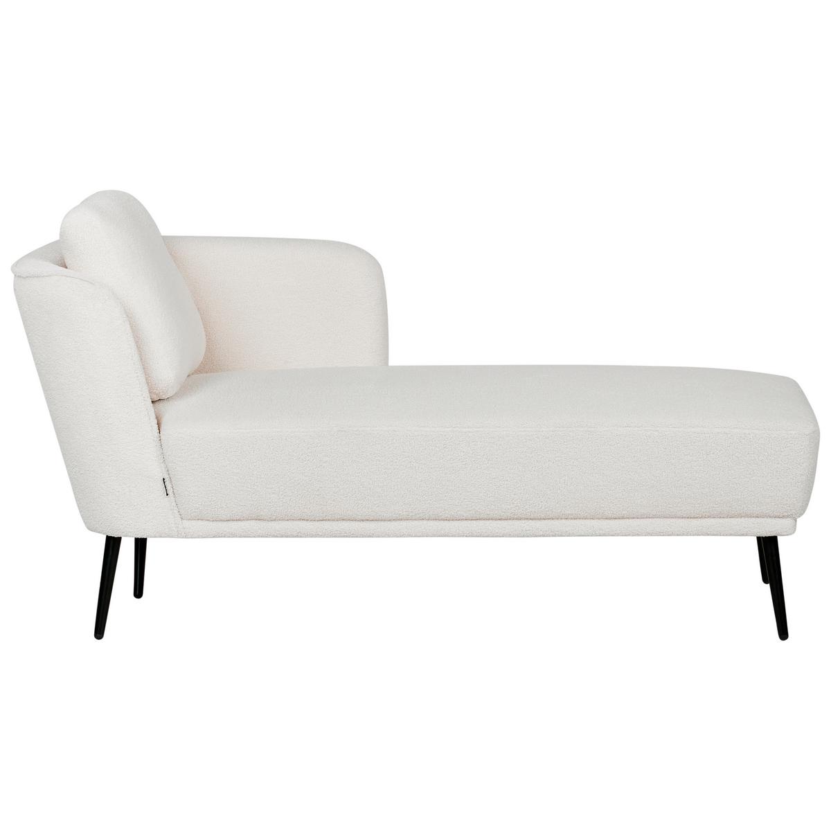CHAISELONGUE-LINKSSEITIGE Bouclé Cremeweiß Artheze - Creme/Schwarz, Textil (148/70/64cm) - Beliani