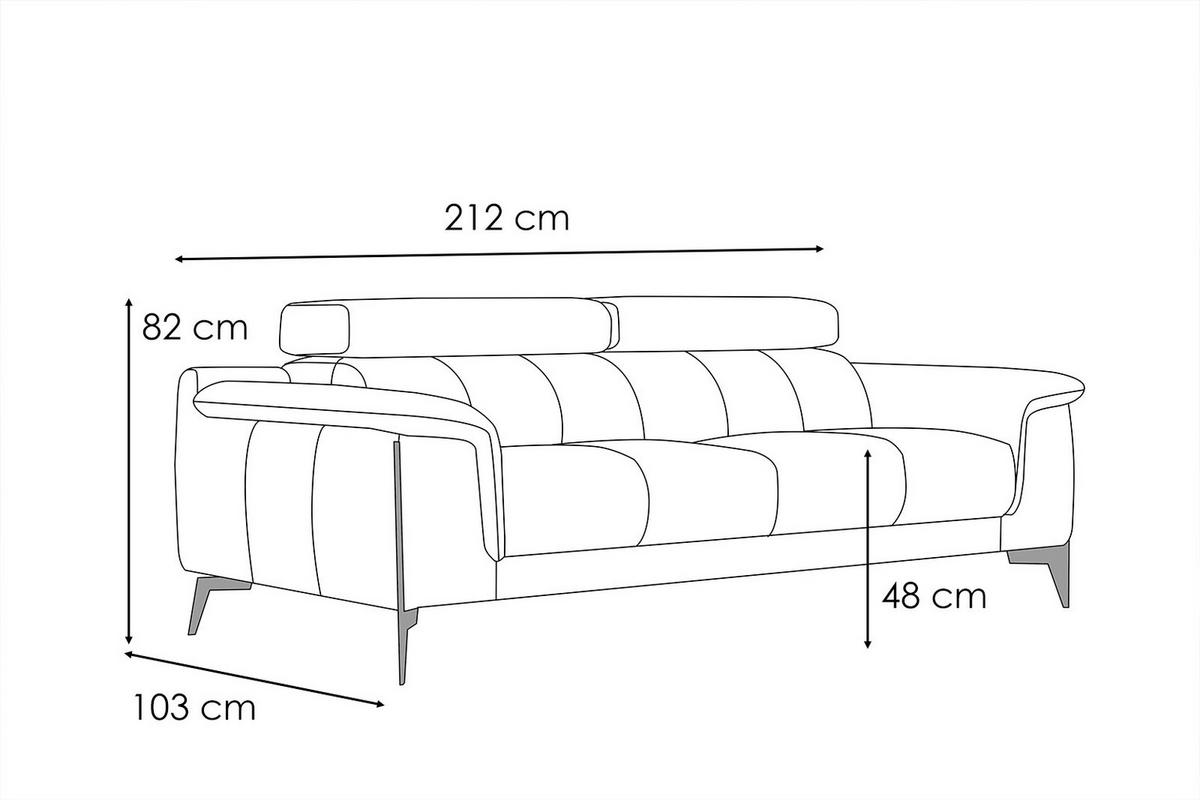 RELAXSOFA MATERA 3-Sitzer mit 2 Relaxfunktionen, hellgrau - Hellgrau/Schwarz, Holzwerkstoff/Textil (212/82/103cm) - Wozimo