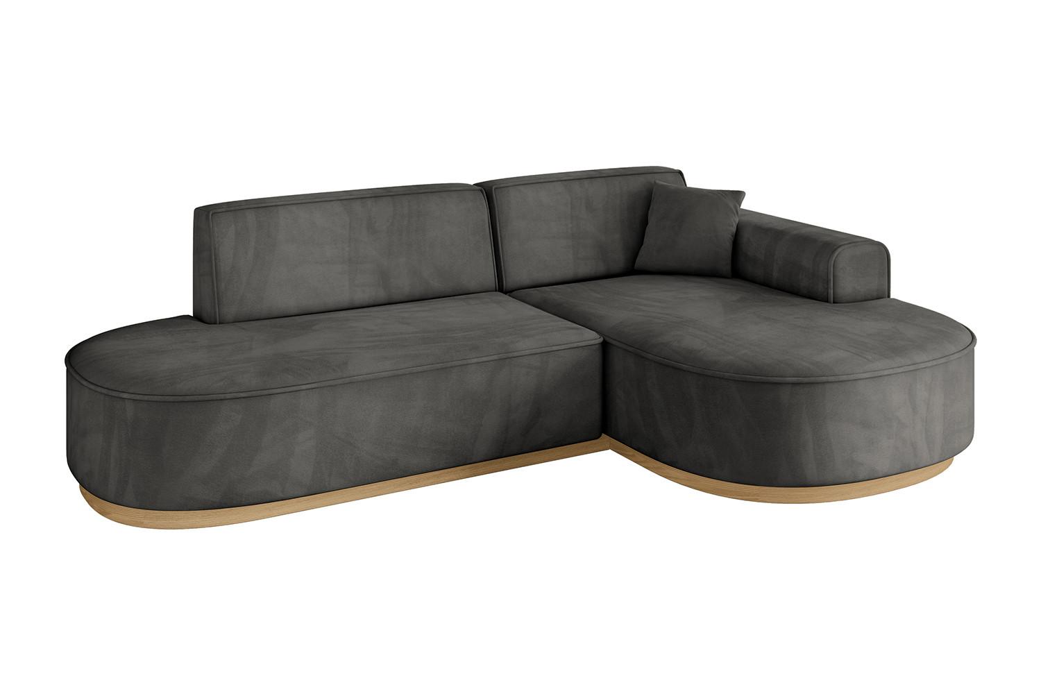ECKSOFA Ottomane Rechts MARI-L1-v2 - 243x171x83 cm Dunkelgrau Velours - Dunkelgrau, Holzwerkstoff/Textil (171/243cm) - ALTDECOR