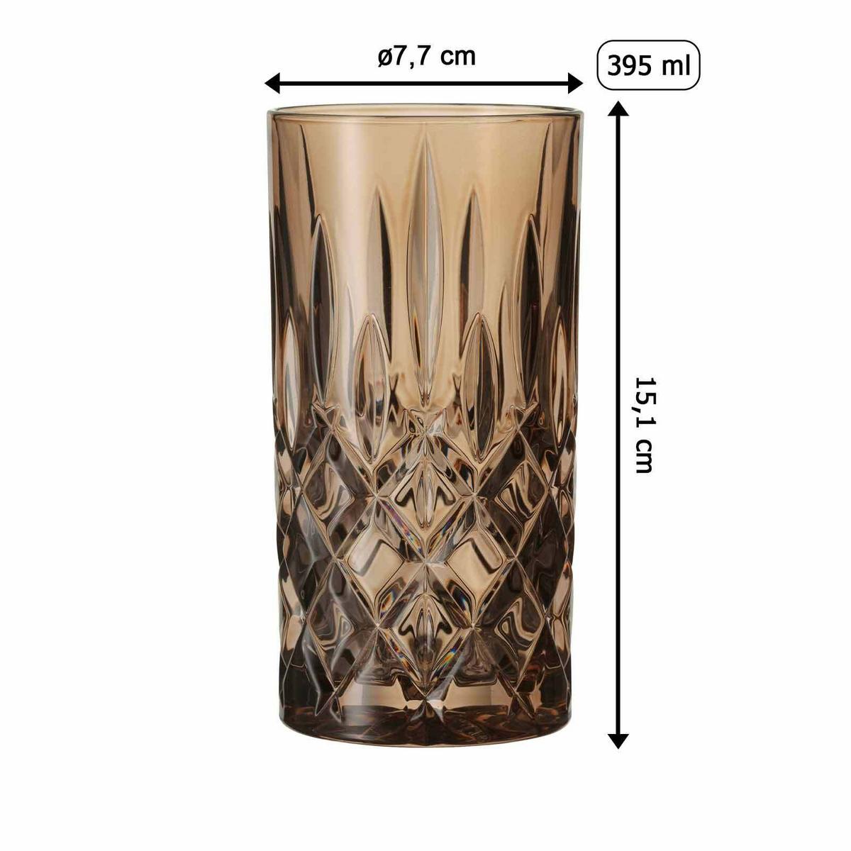 LONGDRINKGLÄSER Noblesse Tobacco 395 ml 2er Set - Braun, Glas (0.395L) - Nachtmann