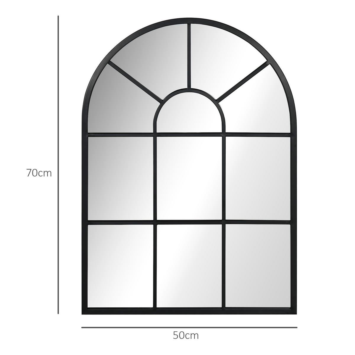 WANDSPIEGEL Fensterspiegel 70 x 50 cm Dekorativ Spiegel mit Metallrahmen Schwarz - Schwarz, Glas/Metall (2/50/70cm) - HOMCOM