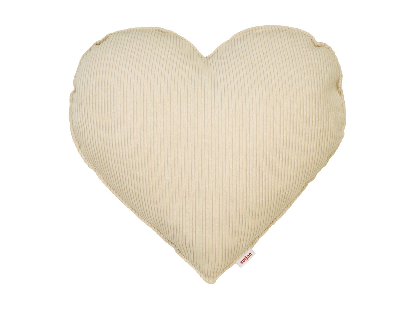 HERZKISSEN HYggelig No.1 kreide-beige Cord-Samt 35/40 cm - Beige, Textil (35/40cm) - beties Heimtextil