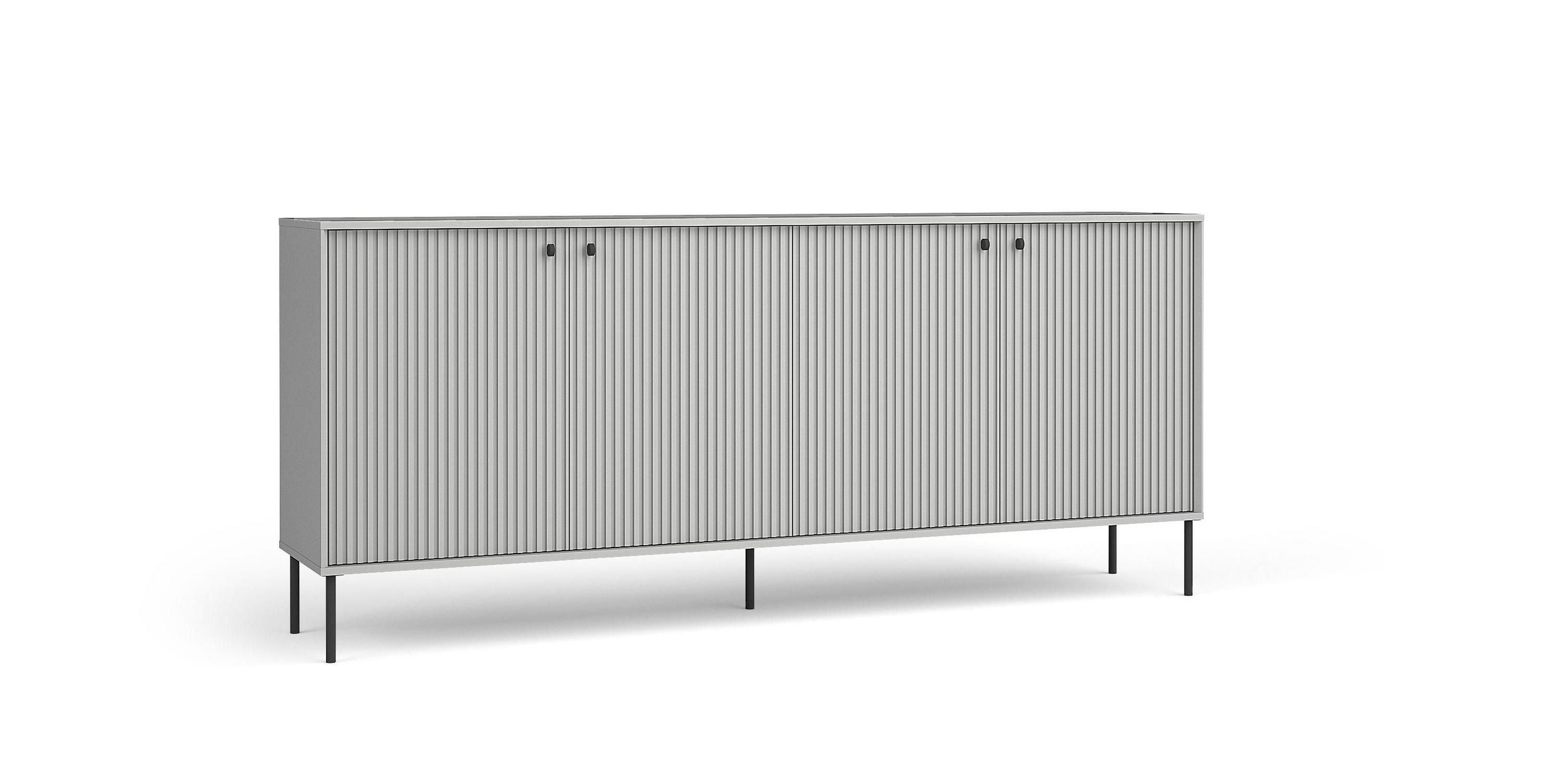 KOMMODE NIMB 207/89,2/40,5cm mit Schubladen 4 Türen Grau - Grau, Holzwerkstoff (207/89.2/40.5cm) - MASSENO