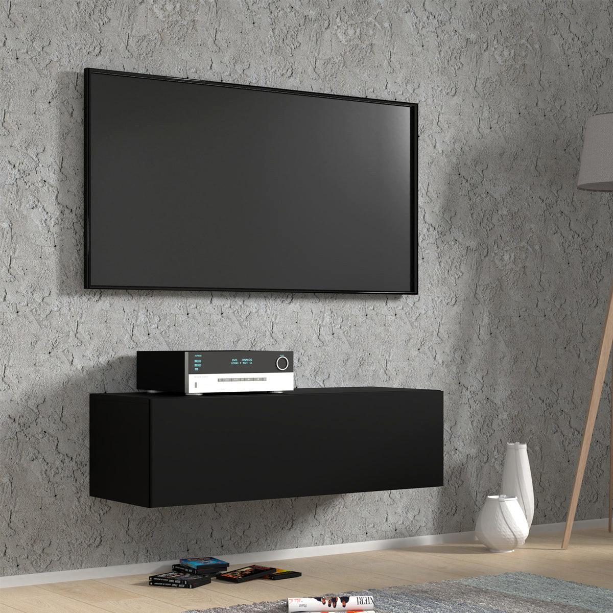 TV-MÖBEL Bali Mattschwarz - Schwarz, Holzwerkstoff (100/30/40cm) - Petits-meubles