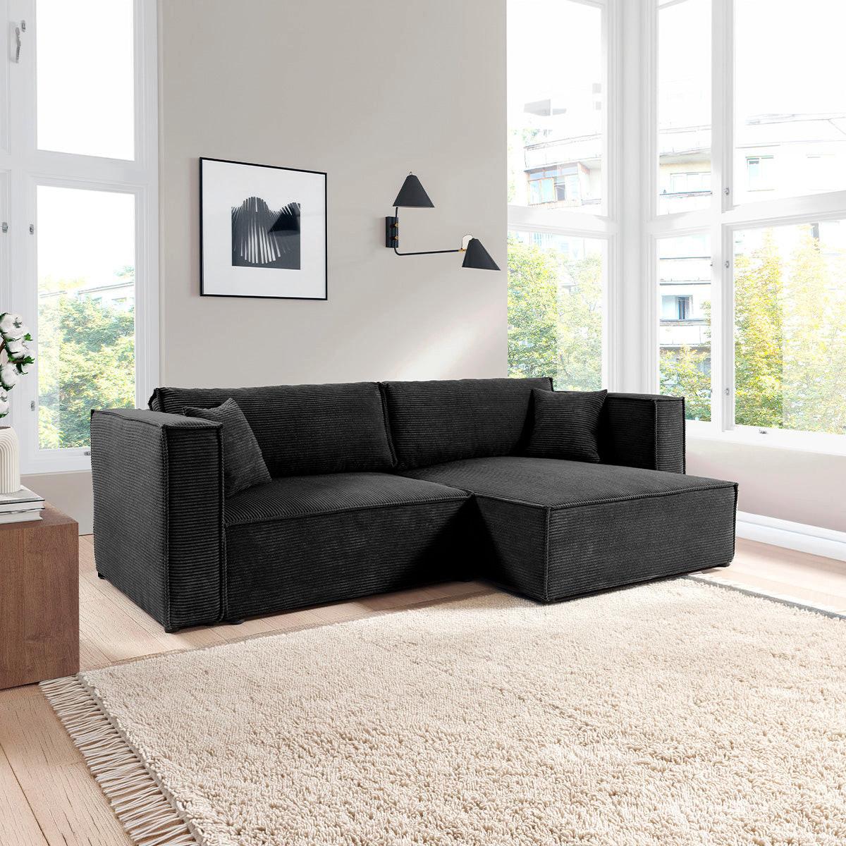 SOFA Jimmy 3 Sitzplätze Schwarz - Schwarz, Holz (245/77/148cm) - Petits-meubles