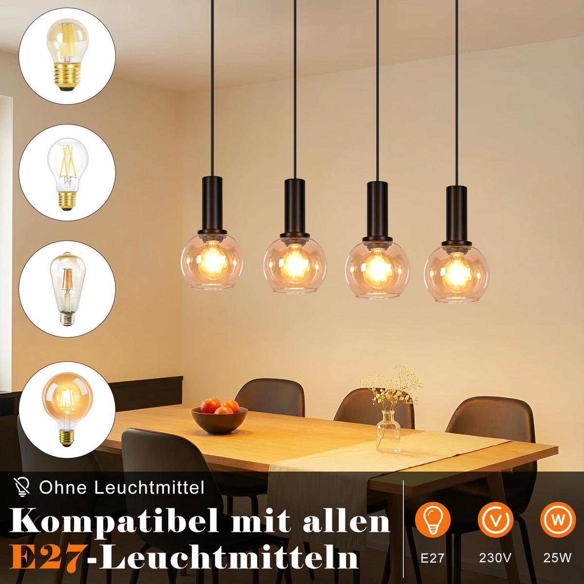 PENDELLEUCHTE Fenrik 55/13/145 cm - Schwarz, Glas/Metall (55/13/145cm) - ZMH