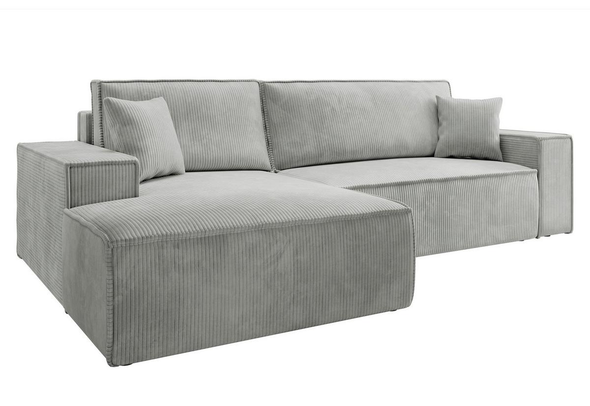 ECKSOFA Farese Hellgrau Cordbezug - Hellgrau/Schwarz, Kunststoff/Textil (267/167cm) - Selsey
