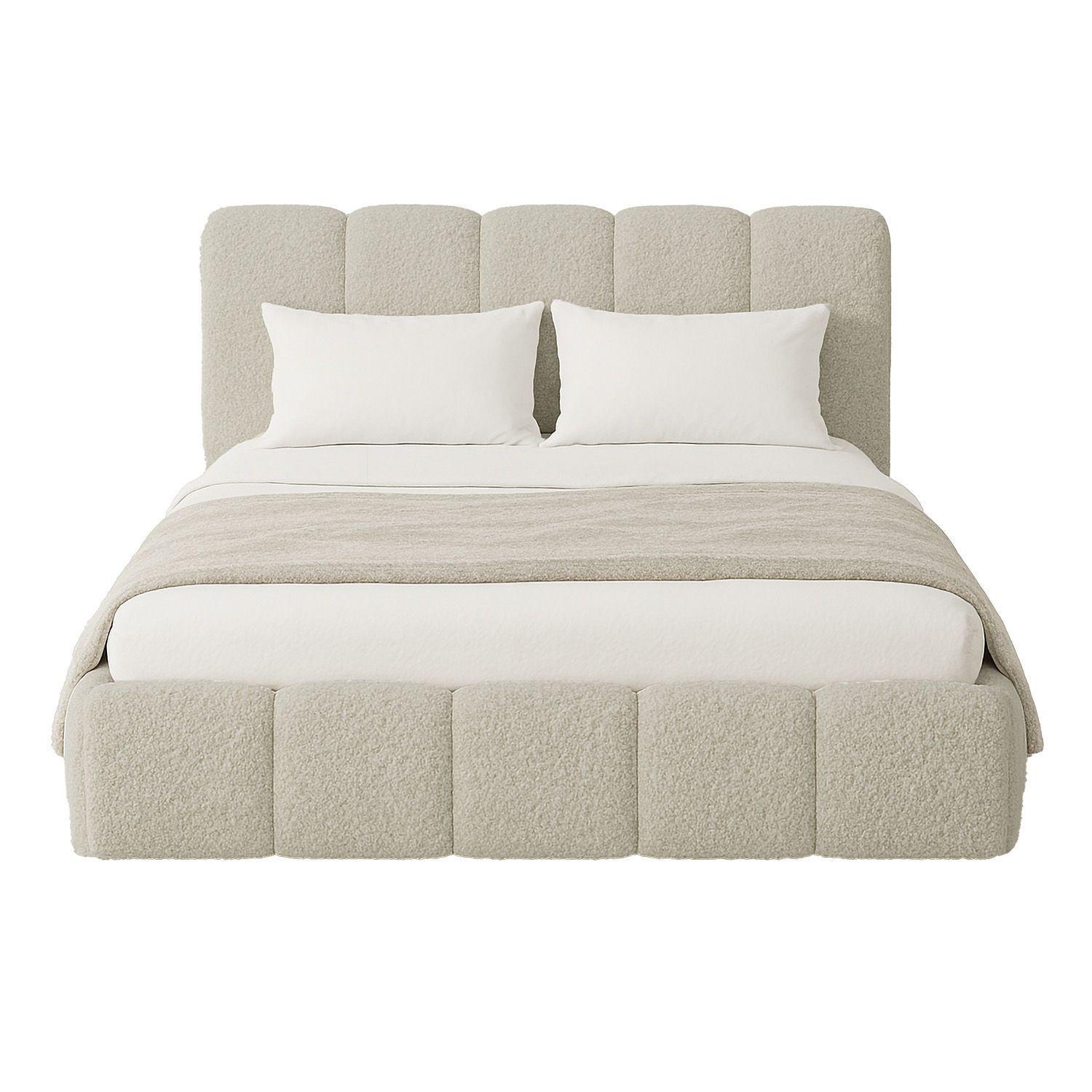 POLSTERBETT Catania 180/200 cm Beige Bouclé inkl Matratze - Beige, Textil (180/200cm) - Juskys