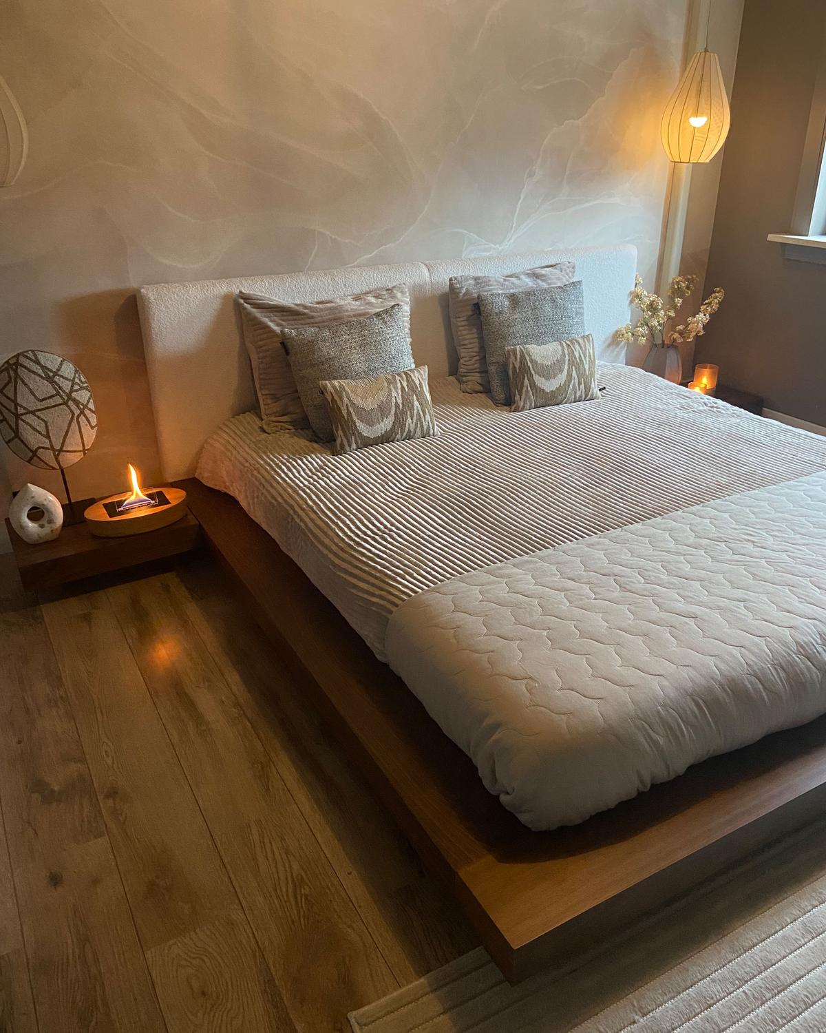 BETT mit Lattenrost 180/200 cm MDF-Platte Braun Zen - Braun, Holz (180/200cm) - Beliani