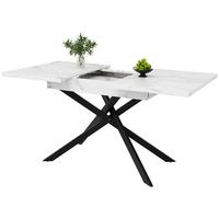 ESSTISCH Ausziehbar Weiß 160/80/76.50 cm - Weiß, Holzwerkstoff/Metall (160/80/77cm) - Urban Meuble