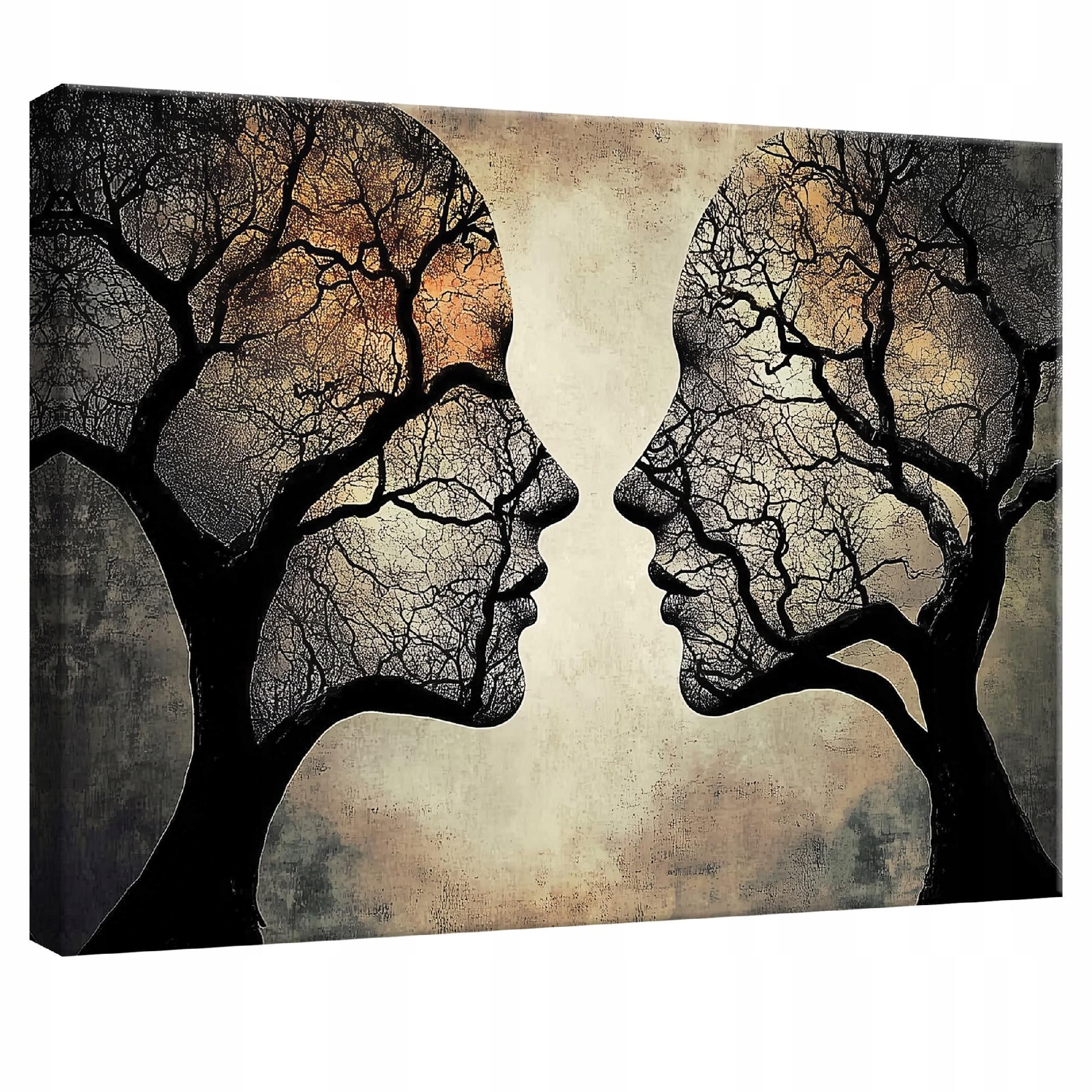 LEINWANDBILD Abstrakt Frau Baum Beige Modern 60x40 - Multicolor, Holzwerkstoff (60/40cm) - Wallarena