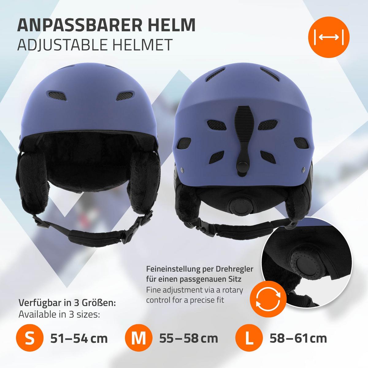 SKIHELM für Herren und Damen Snowboardhelm robust Blau M 55-58 cm - Blau, Kunststoff (29/23cm) - ECD-Germany