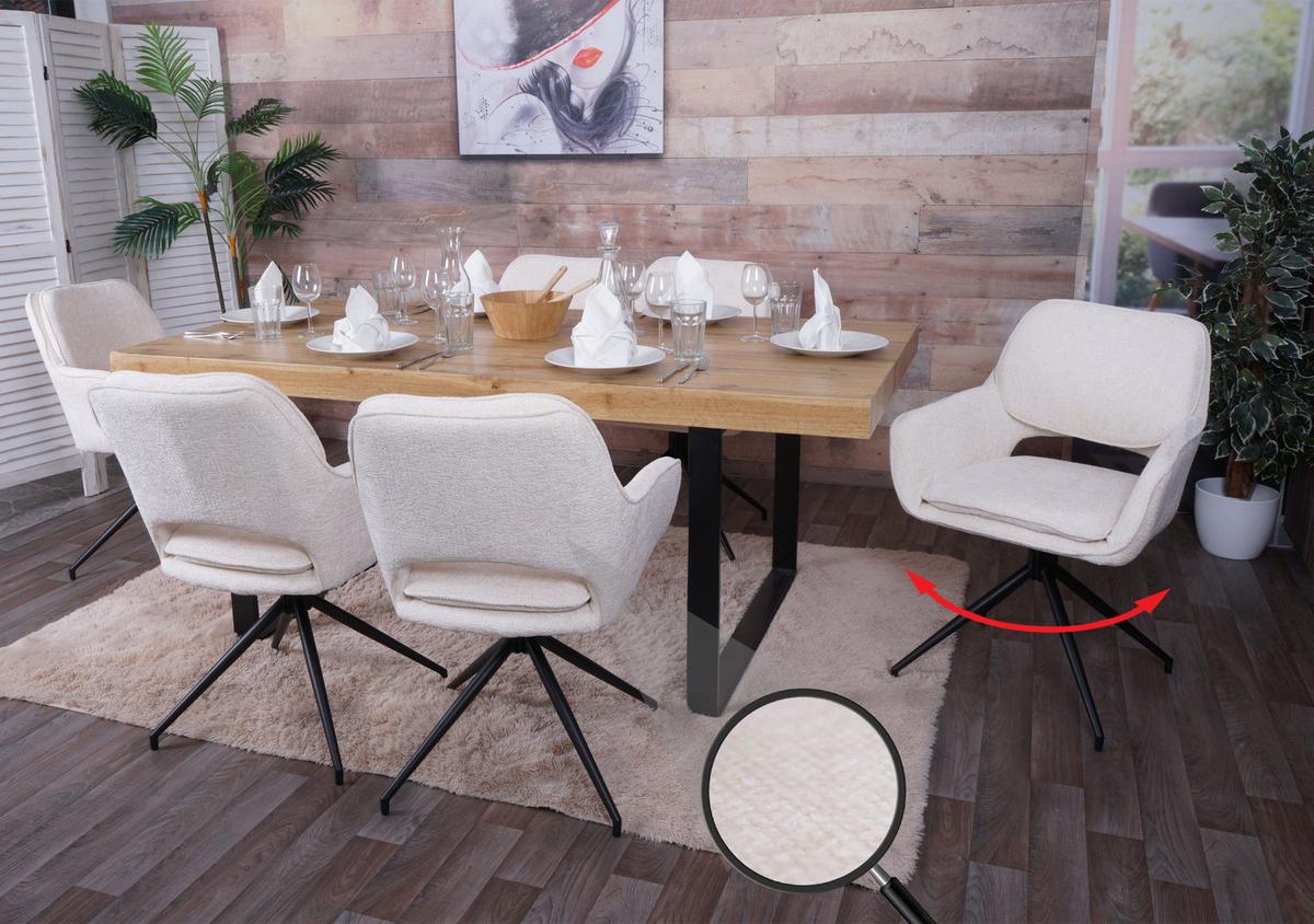 ESSZIMMERSTUHL Cremeweiß 6er-Set - Creme/Weiß, Textil (57/86/61cm) - MCW