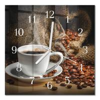 WANDUHR aus Glas 30x30 cm - Kaffee - Braun, Glas (30/30/0.4cm) - TULUP