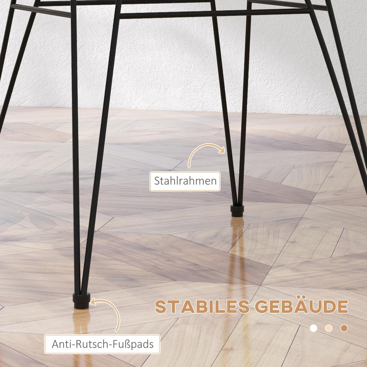 ESSZIMMERSTÜHLE 2er Set Essstuhl mit Rückenlehne Küchenstühle mit Rattenoptik - Braun, Kunststoff (60/79/56cm) - HOMCOM