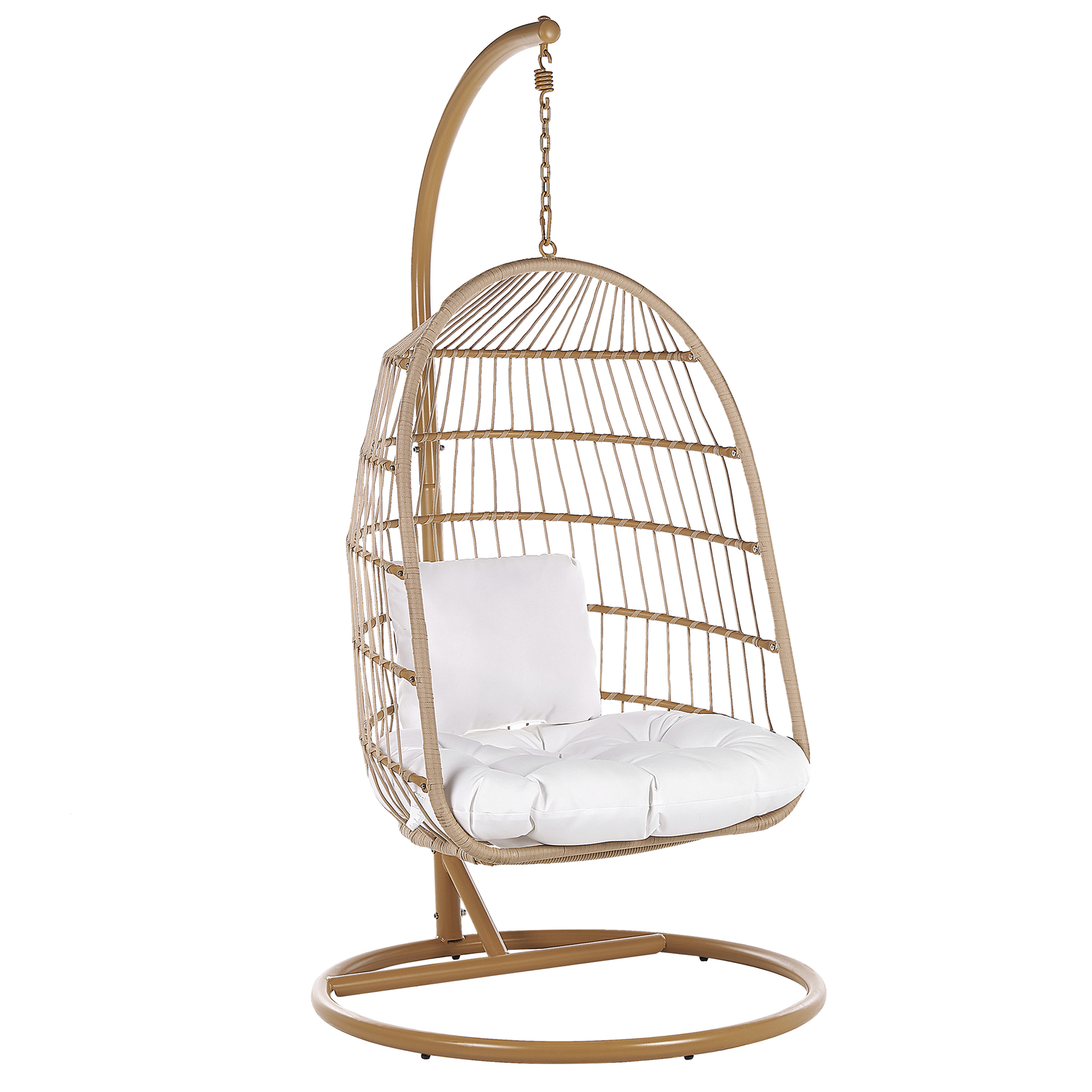 HÄNGESESSEL mit Gestell Flechtseil natürlich 102 cm Allera - Beige, Kunststoff (102/200/102cm) - Beliani