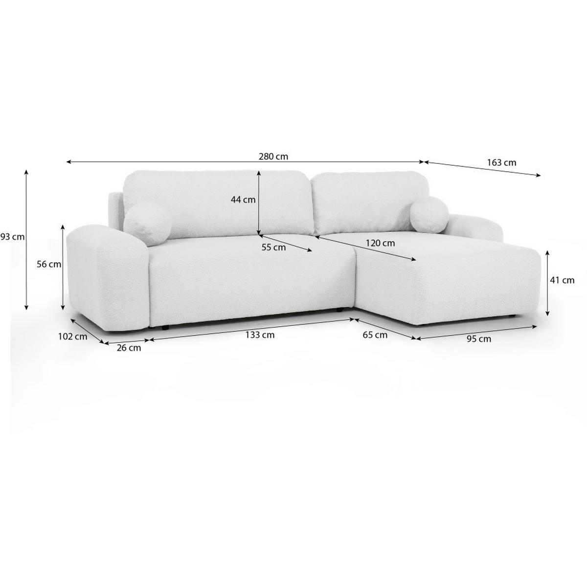 ECKSCHLAFSOFA Noel mit universelle Ottomane, Hellgrau - Hellgrau/Schwarz, Textil (280/163cm) - Beautysofa