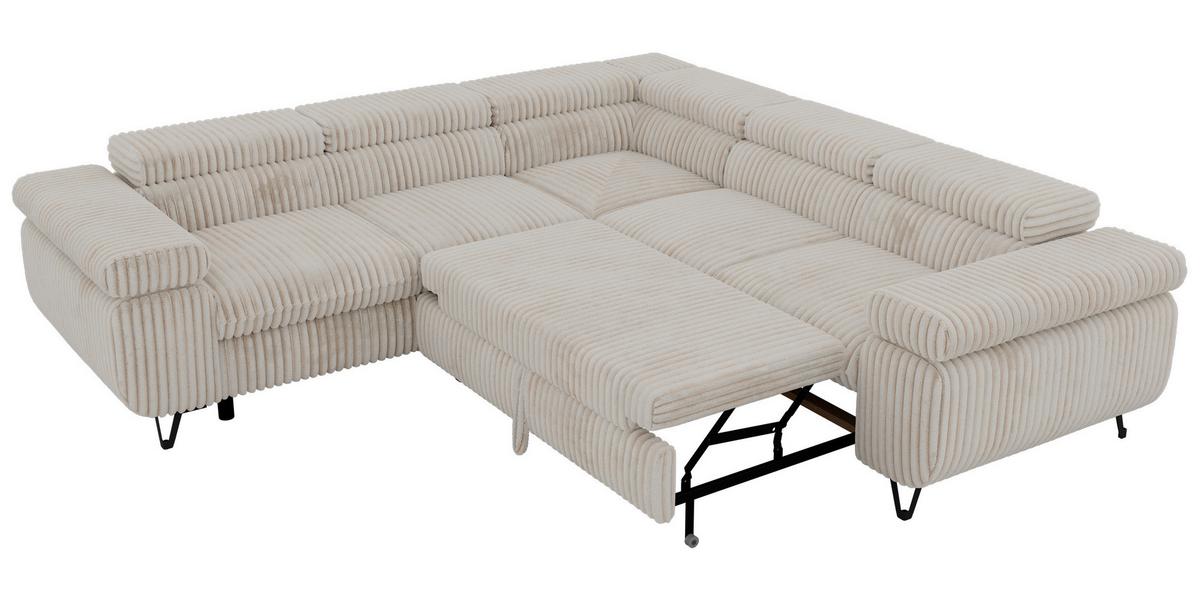 ECKSOFA QUADRO L - Beige Cord - Links Seite - Beige/Creme, Textil/Metall (269/269cm) - MKS