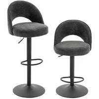 BARHOCKER 2er Set Chenille 100 Polyester Dunkelgrau - Dunkelgrau/Schwarz, Textil/Metall (48/110/49.5cm) - HOMCOM