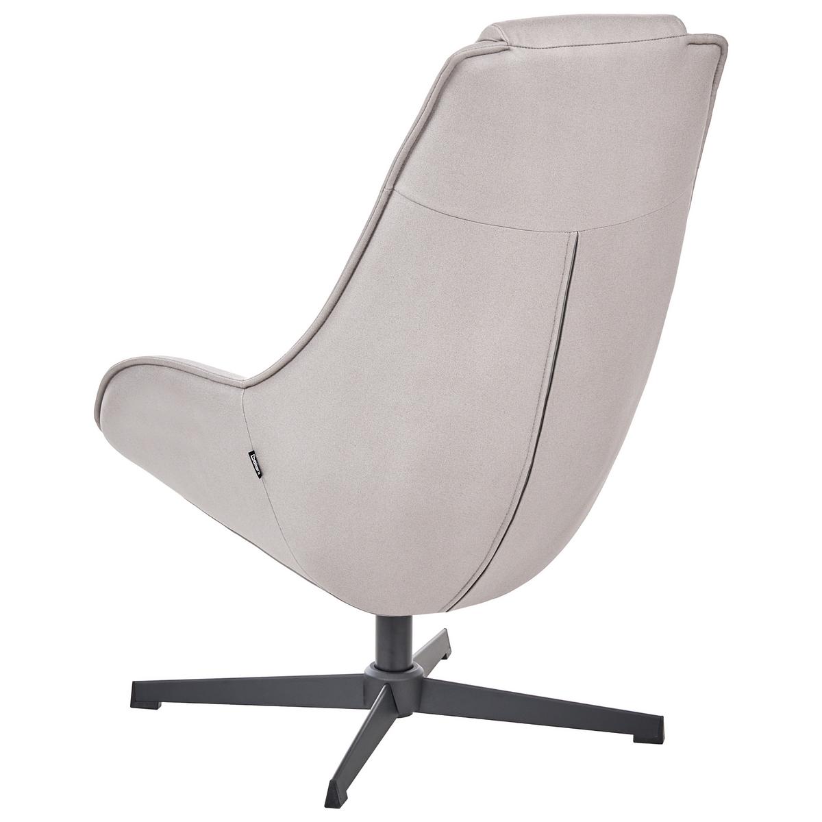 DREHSESSEL Stoff Hellgrau Hauge - Hellgrau, Textil (65/98/82cm) - Beliani