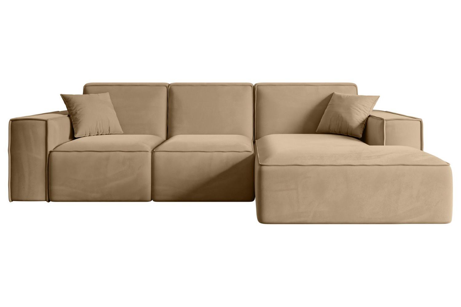 ECKSOFA Ottomane Rechts SERRA-L - 266x169x80 cm Beige Velours - Beige/Schwarz, Holzwerkstoff/Kunststoff (266/169cm) - ALTDECOR